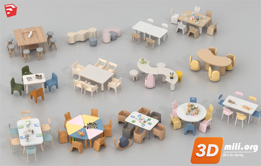 Kid's table and chairs Skp Files 